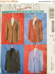 4598 MCCALLS PALMER PLETSCH LINED PRINCESS JACKET PATTERN 8-14, 18-24